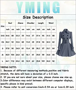 Пальто Yming Длинный рукав Расклешенное Двубортное synthetic.ua - Фото 1