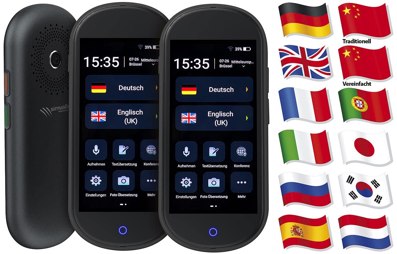 Переводчик simvalley MOBILE, комплект из 2 мобильных голосовых переводчиков реального времени, 106 языков, 4G, WiFi, фото №2