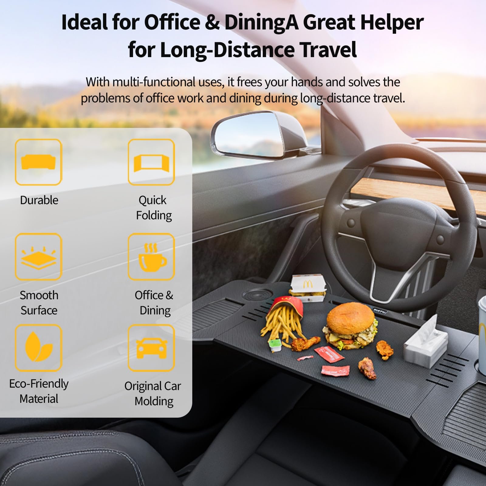 Автомобільний столик для Tesla Model 3/Y Розкладний столик-піднос для ноутбуків ESS, фото №4 Автомобільний столик для Tesla Model 3/Y Розкладний столик-піднос для ноутбуків ESS, фото №4