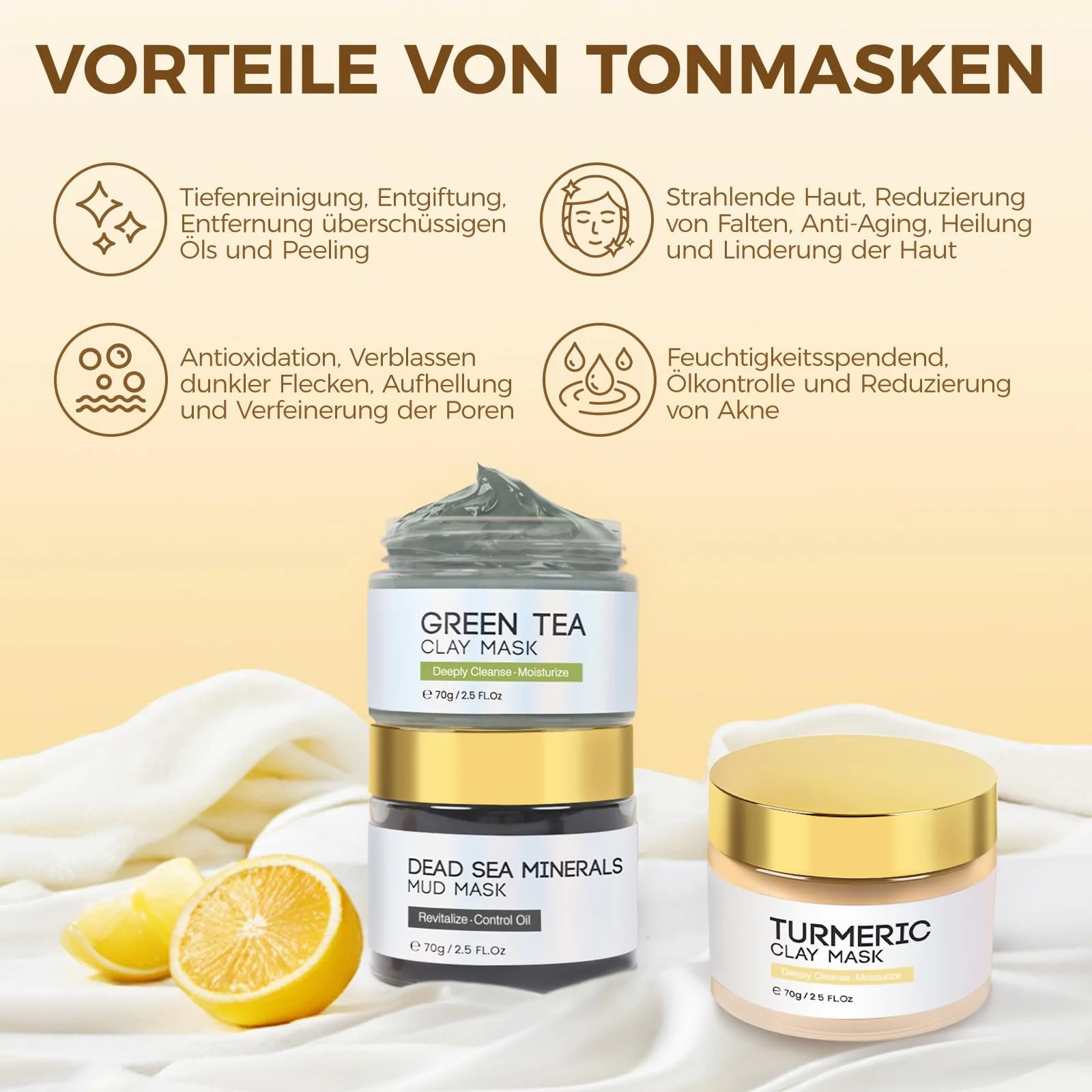 Маска для обличчя Глина Куркума Маска Мертвого моря, 3 x 70 г, фото №5