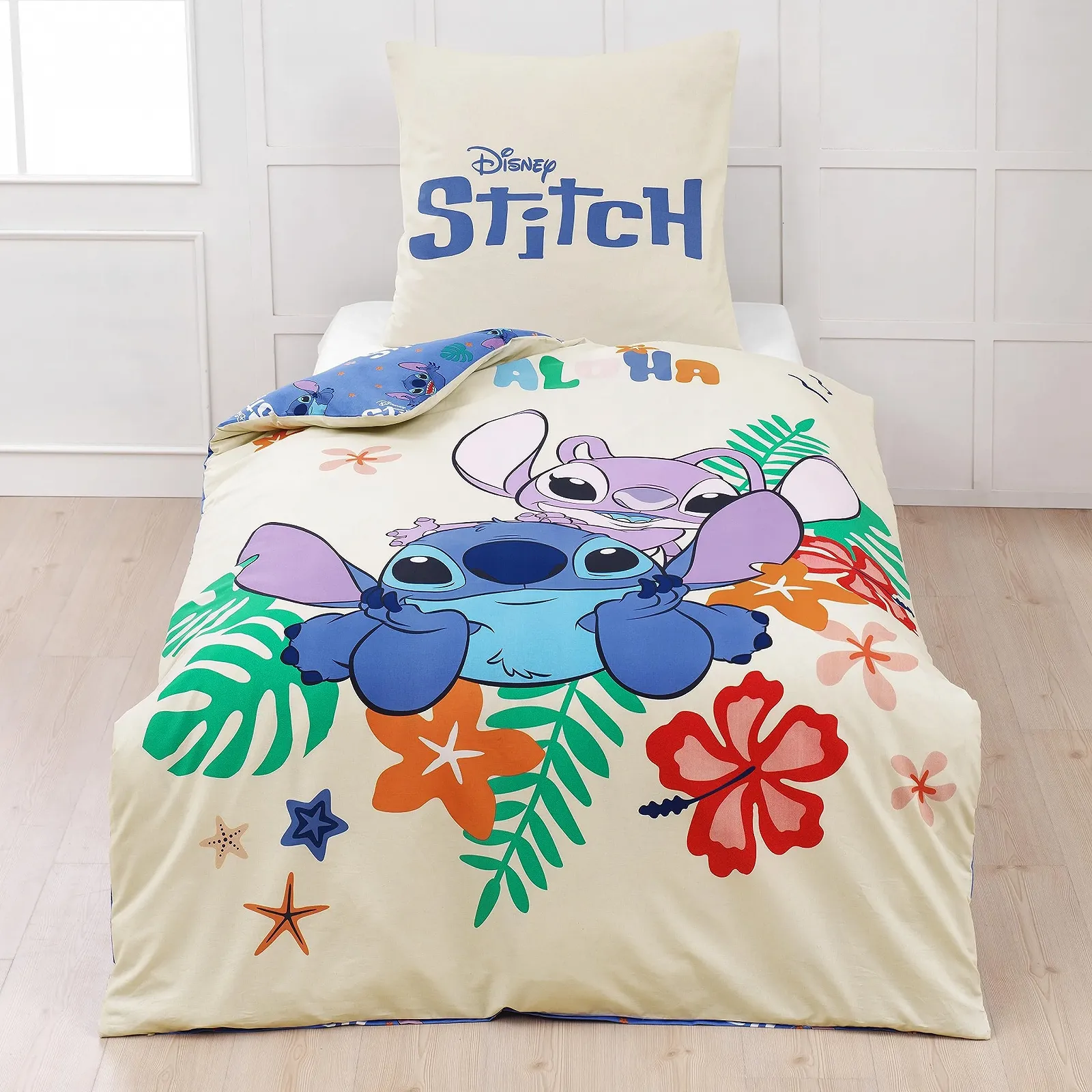 Постельное белье детское MTOnlinehandel Stitch Aloha Stitch & Lilo 135 x 200 см 80 x 80 см 100% хлопок Renforcé 2 предмета, фото №1