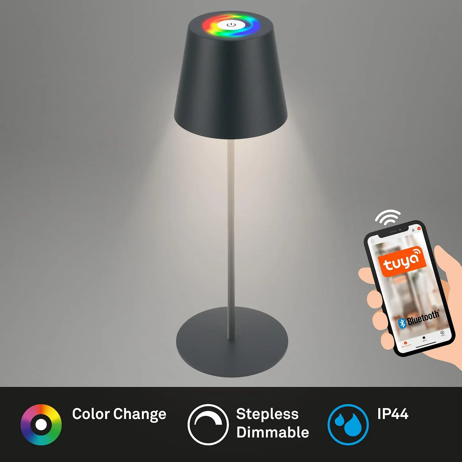 Настольная лампа BRILONER Smart Wireless App RGB+W 10.5 x 36 см Антрацит, фото №2
