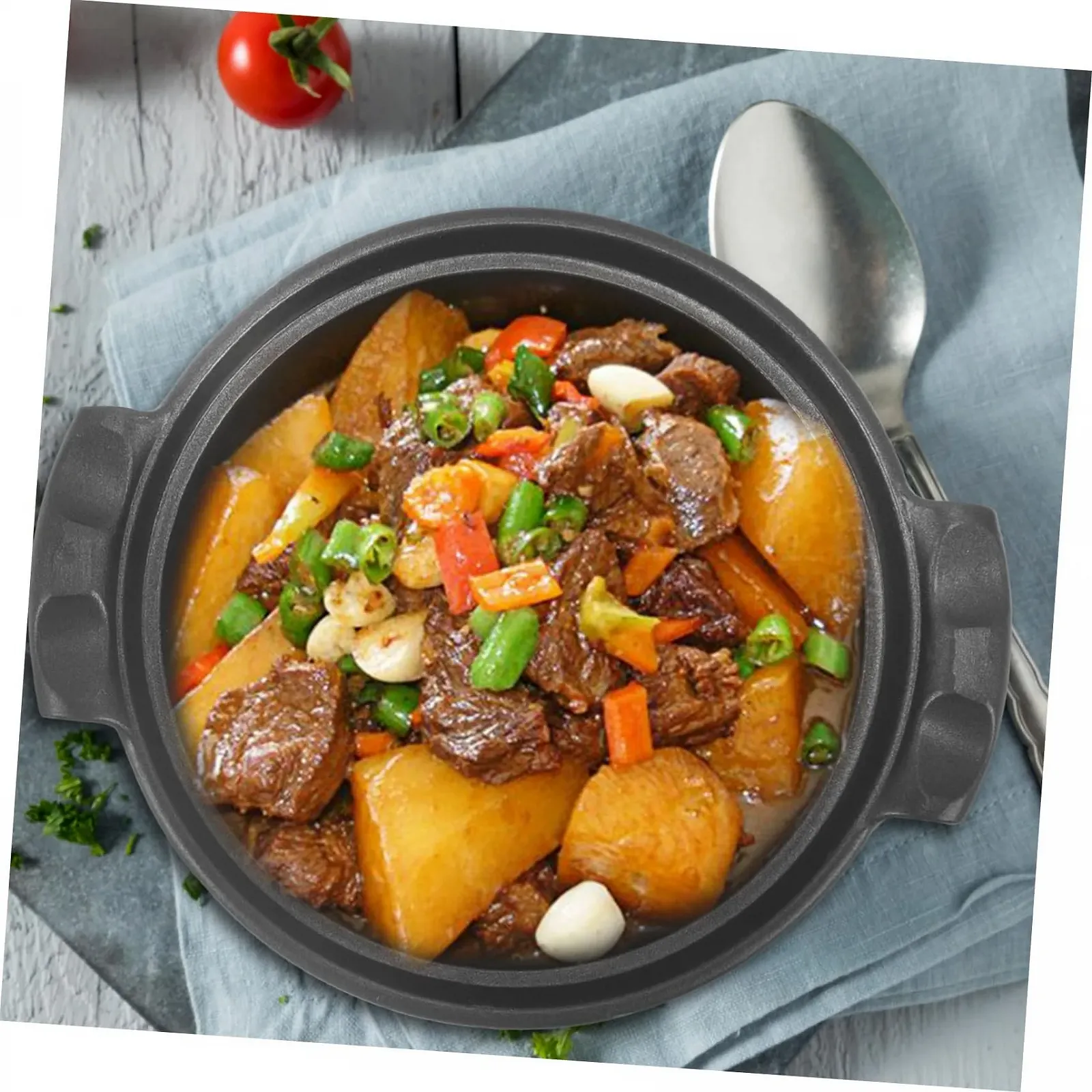 Каструля керамічна антипригарна термостійка з подвійною ручкою для індукційних плит, фото №3