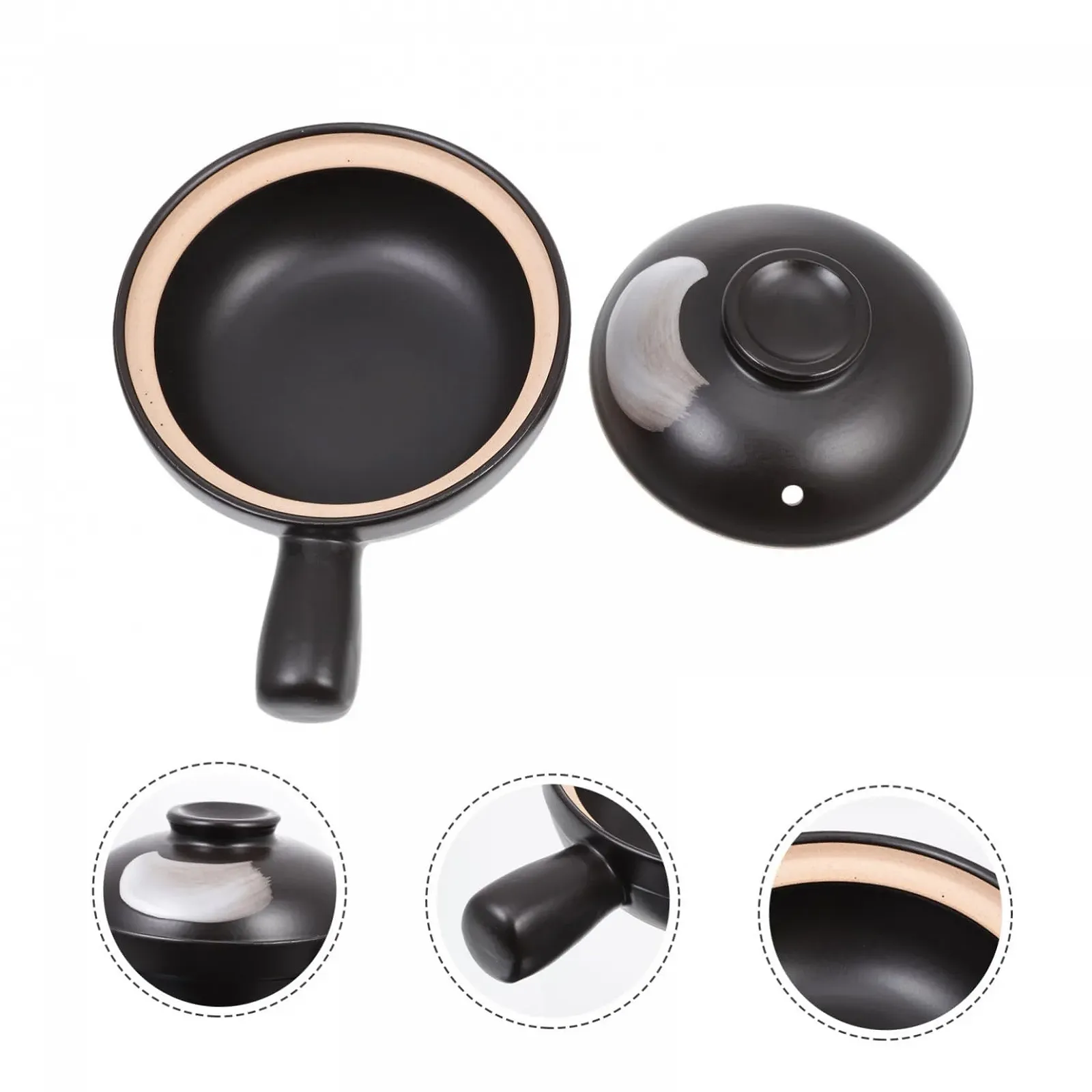 Кастрюля для супа Toyvian с ручкой, керамическая с крышкой, для 1 человека, фото №5