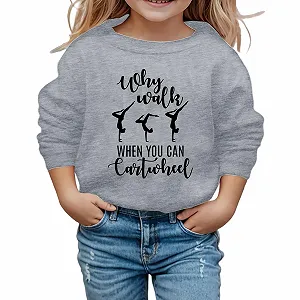 Детский свитшот с принтом букв, круглый вырез, длинные рукава - Фото 1