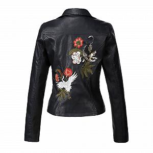Куртка Мотоциклетная E-girl P30086 Женская из искусственной кожи с заклепками, вышивкой, лацканами, короткая synthetic.ua - Фото 1
