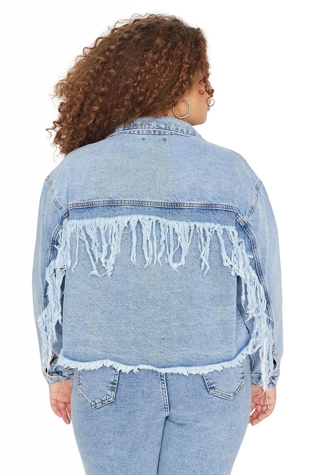 Джинсовая куртка TRENDYOL Basic однотонная, фото №6