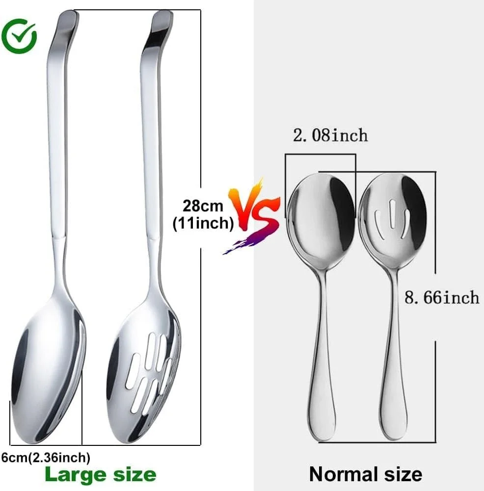 Ложка для сервірування велика нержавіюча сталь з довгою ручкою і прорізом, фото №3 Ложка для сервірування велика нержавіюча сталь з довгою ручкою і прорізом, фото №3
