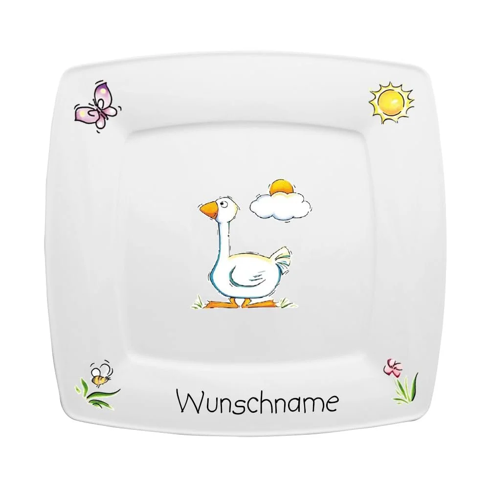 Детская Квадратная Тарелка Doriantrade Фарфор Гусь, фото №1 Детская Квадратная Тарелка Doriantrade Фарфор Гусь, фото №1