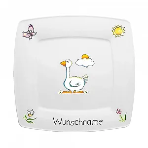 Детская Квадратная Тарелка Doriantrade Фарфор Гусь - Фото 1