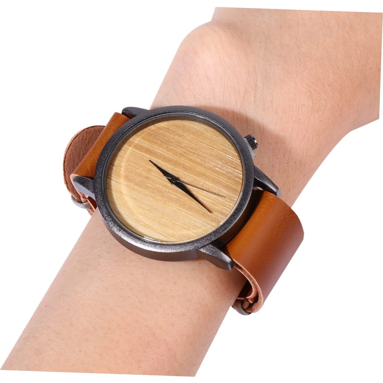 Дерев'яний годинник LIFKOME з шкіряним ремінцем, фото №3