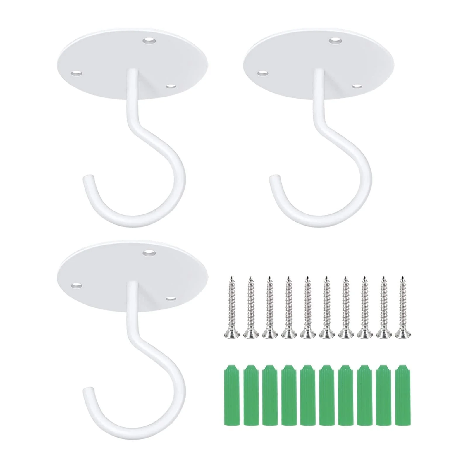 Гачки стельові для підвісних рослин набір 3 штуки метал Білий, фото №1 Гачки стельові для підвісних рослин набір 3 штуки метал Білий, фото №1