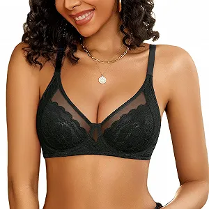 Бюстгальтер Avidlove Sexy V-Neck на косточках кружевной с полной чашкой без подкладки с U-образной спинкой комфортный сетчатый - Фото 1