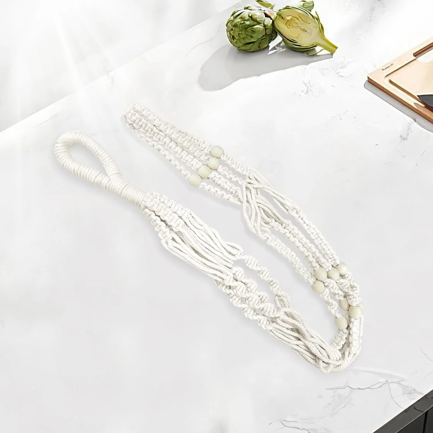 Подвесные корзины макраме Набор из 2 шт Хлопковая веревка 89 см Бохо, фото №8