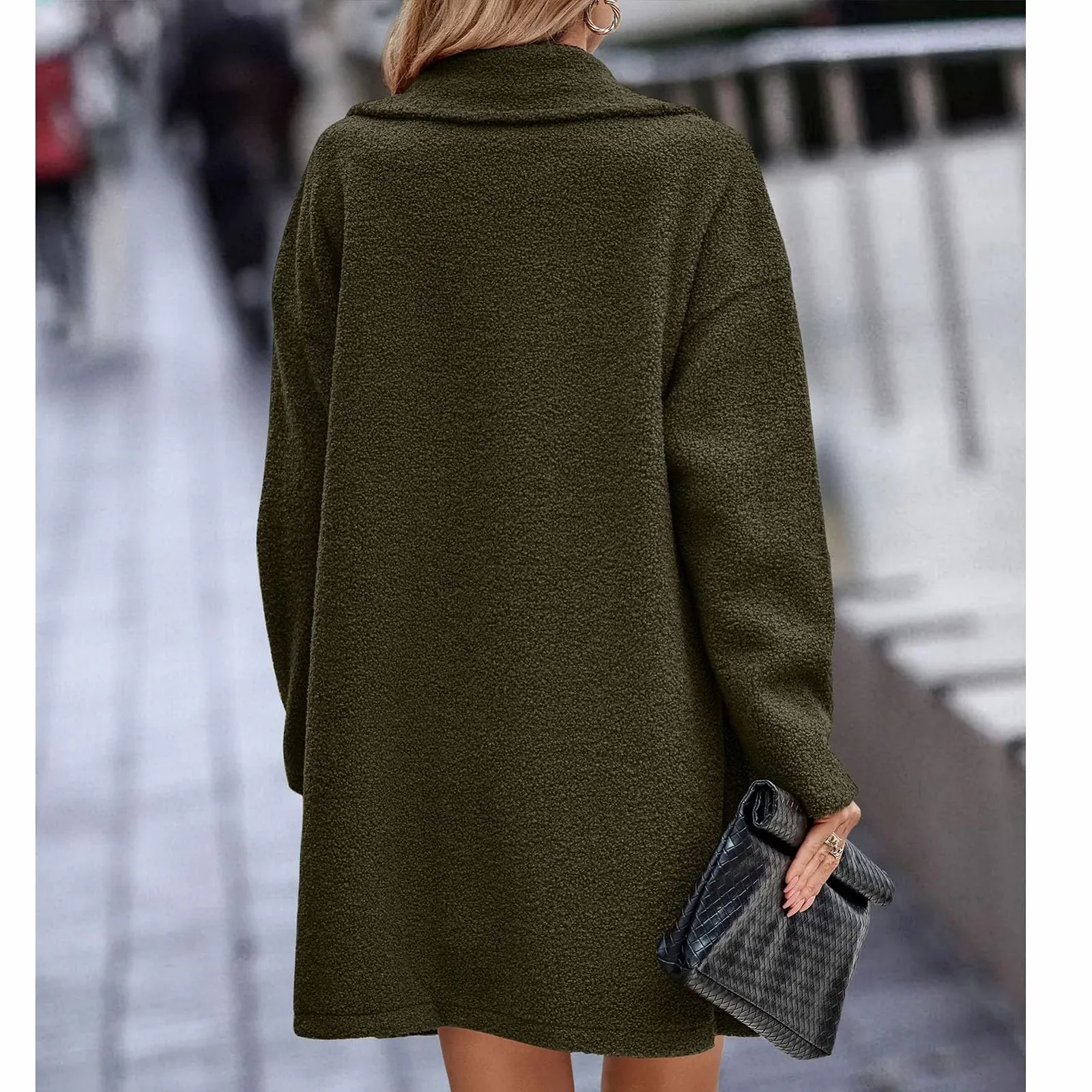 Пальто Двубортное женское Однотонное Длинные рукава Отложной воротник, фото №5