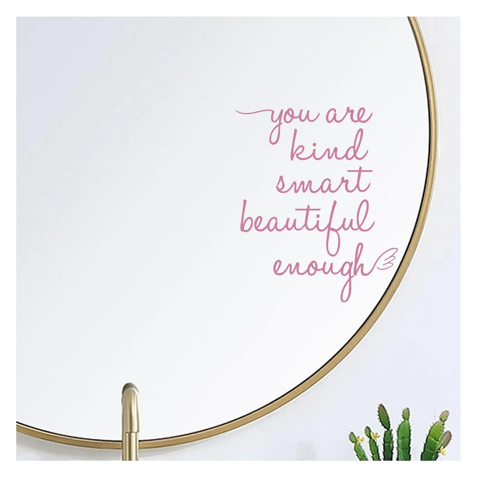 Наклейка на дзеркало You are Kind Smart Beautiful Enough Вінілова Рожевий, фото №1 Наклейка на дзеркало You are Kind Smart Beautiful Enough Вінілова Рожевий, фото №1