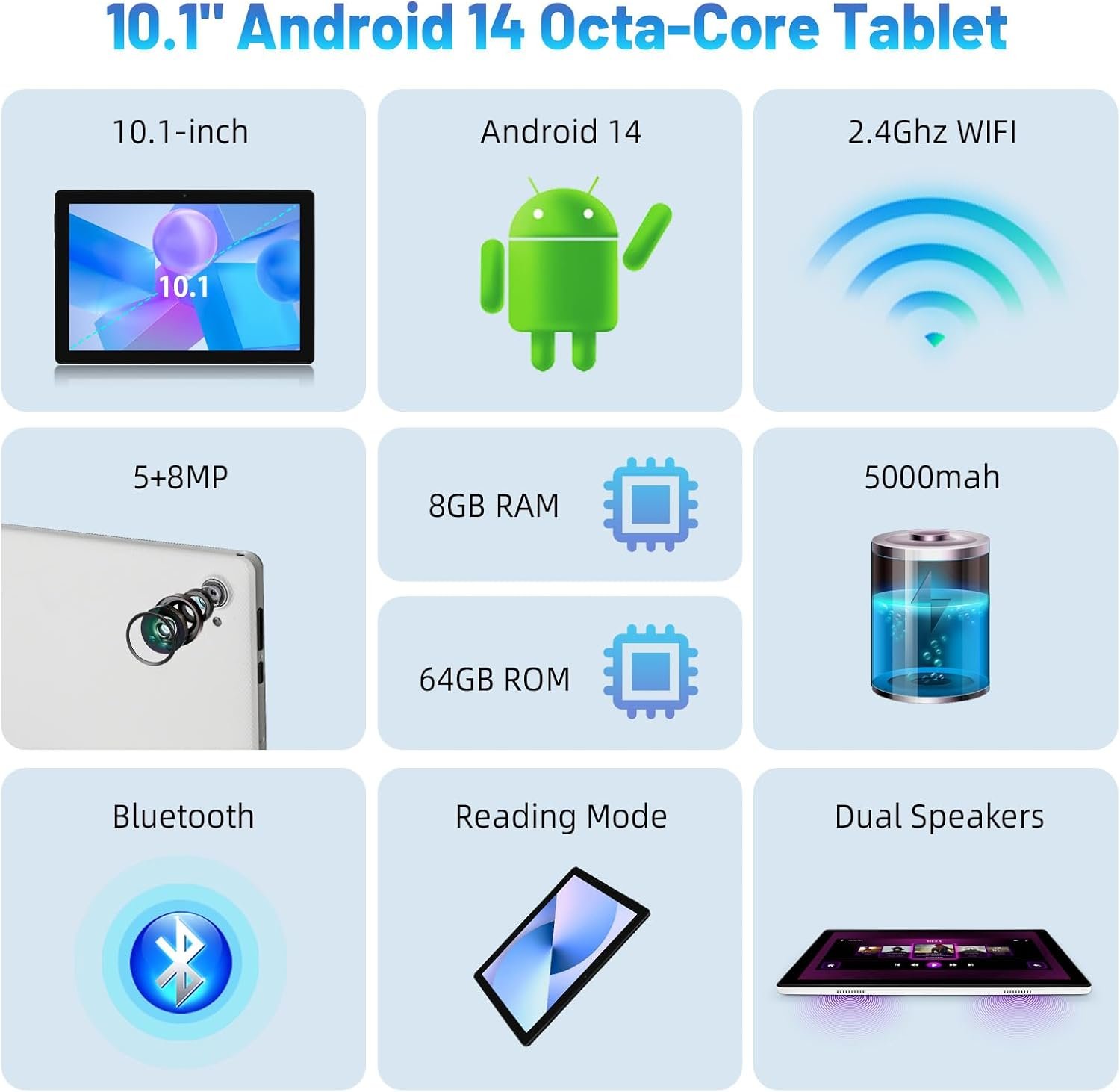 Планшет 10.1" Brilliance in hand C10 3+5/64Gb Android 14 5000 mAh White, фото №4