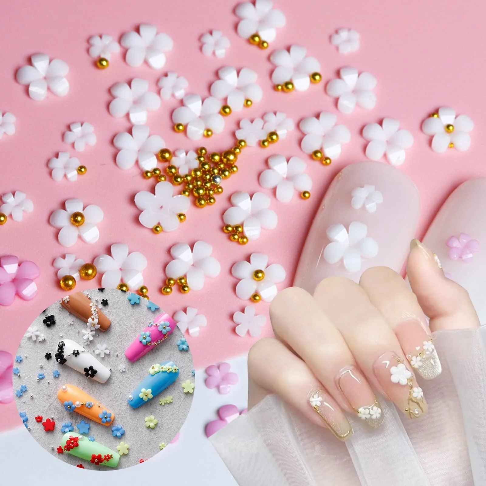 Квітка Прикраси для нігтів, 2 коробки 3D з металевими ікринками, фото №3 Квітка Прикраси для нігтів, 2 коробки 3D з металевими ікринками, фото №3