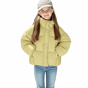 Куртка стьобана Легка тепла однотонна пухова куртка для дівчат - Фото 1
