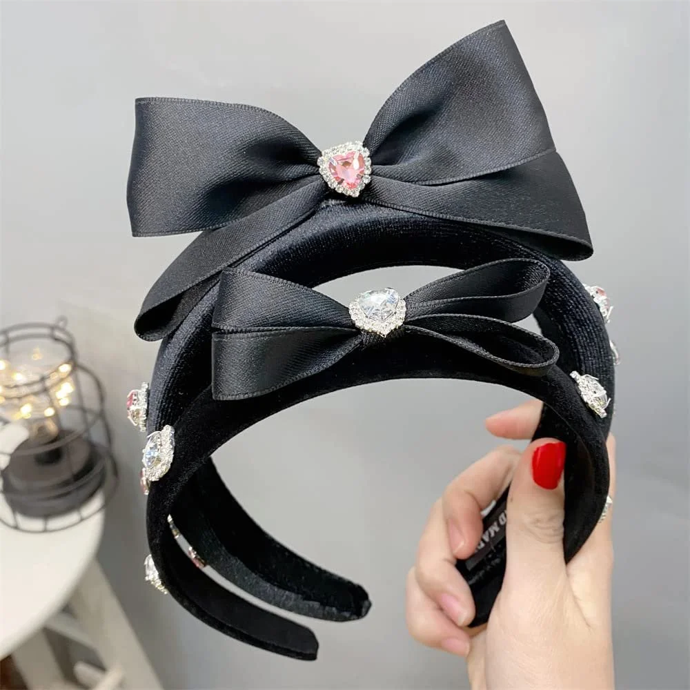 Обруч на голову з бантом і стразами у формі серця Чорний, S, фото №5 Обруч на голову з бантом і стразами у формі серця Чорний, S, фото №5