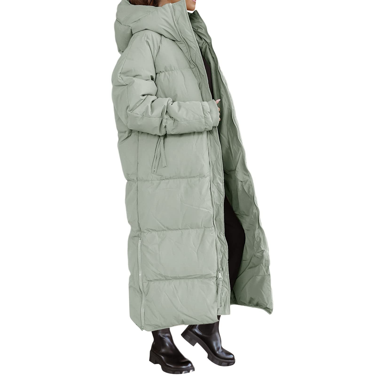 Жіноче зимове пухове пальто з капюшоном, вітрозахисна стьобана, фото №2 Жіноче зимове пухове пальто з капюшоном, вітрозахисна стьобана, фото №2