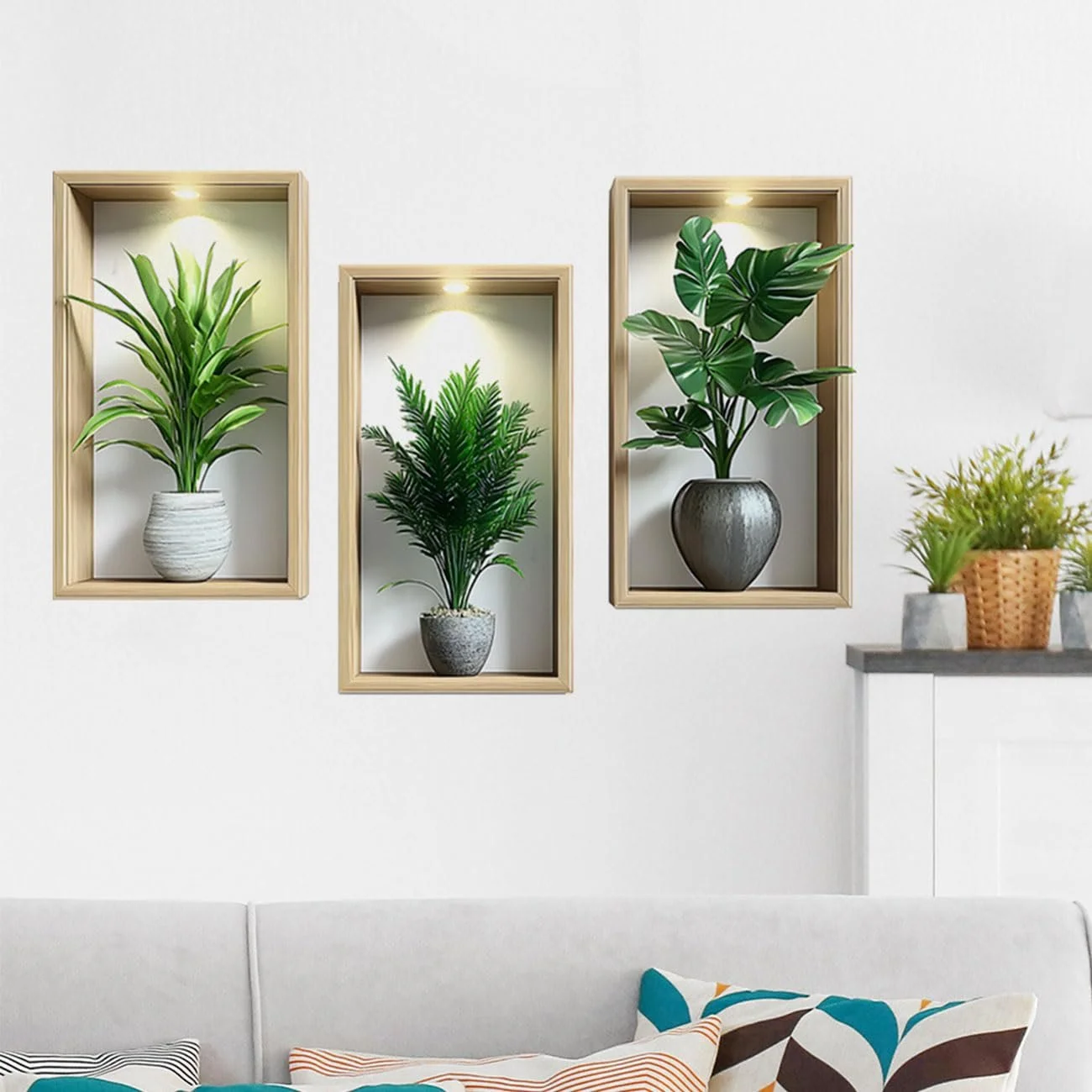 3D наклейки на стіну Вазони з рослинами Набір 3 шт 35 x 20 см, фото №3 3D наклейки на стіну Вазони з рослинами Набір 3 шт 35 x 20 см, фото №3