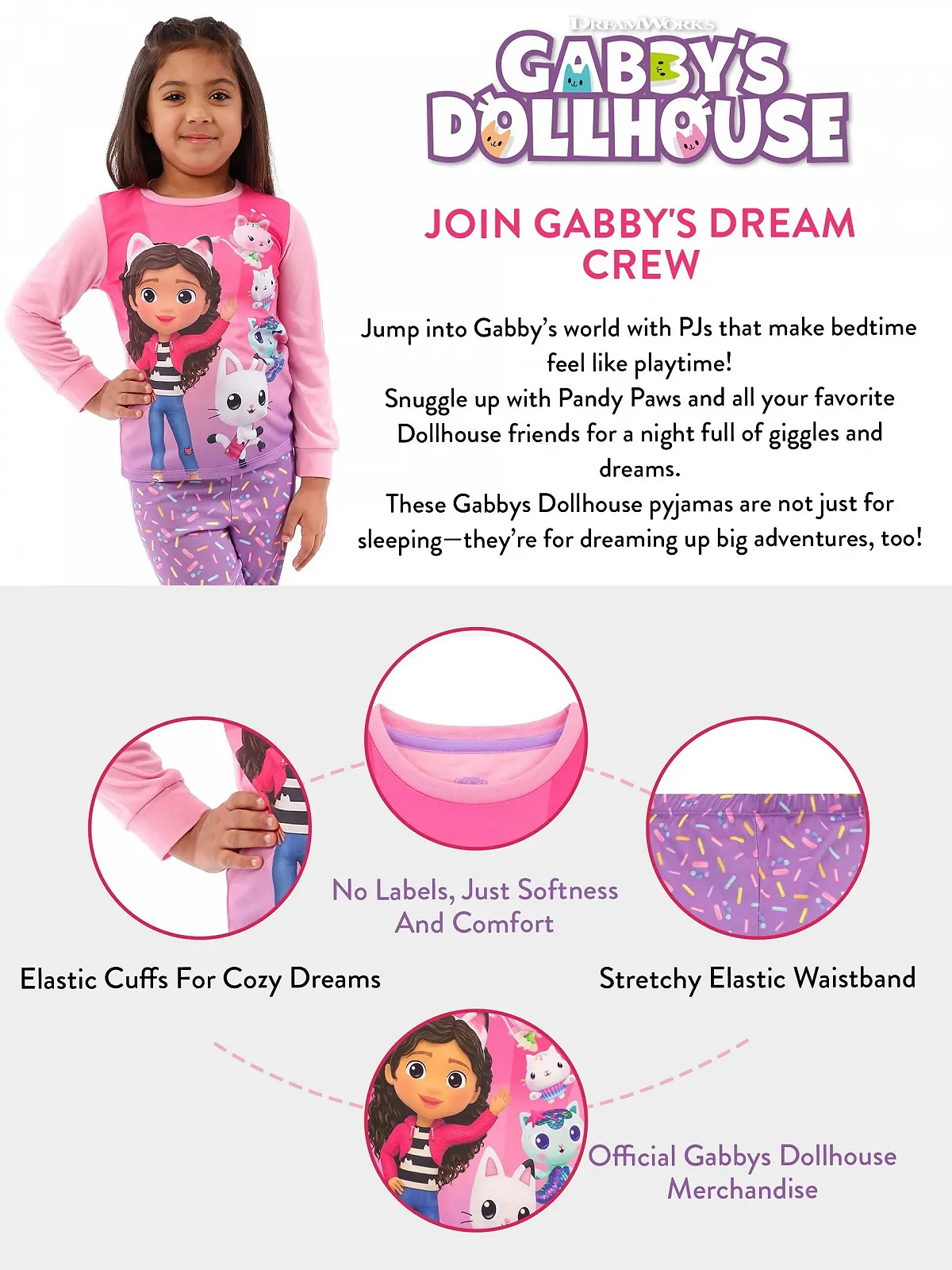 Піжама DreamWorks Gabbys Dollhouse для дівчат, фото №4 Піжама DreamWorks Gabbys Dollhouse для дівчат, фото №4