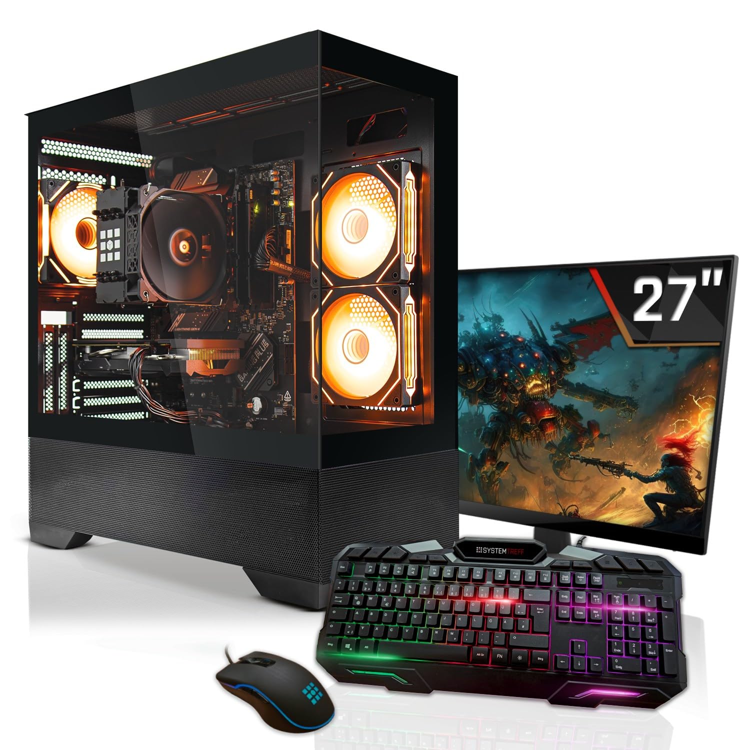 Комплект ПК SYSTEMTREFF Gaming Set Intel Core i7-12700KF 12x5GHz AMD Radeon RX 7700 XT 12GB DX12 1TB M.2 NVMe 32GB DDR5 RAM WLAN, фото №1