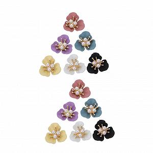Украшения для ногтей из сплава с жемчугом Beavorty 12 шт., Цветы для маникюра - Фото 1