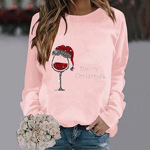 Рождественский джемпер Женский Элегантное предложение Рождественский джемпер для женщин Легкий свитшот для женщин Санта Смешной круглый вырез Большой размер С принтом Рождественский свитшот synthetic.ua - Фото 1