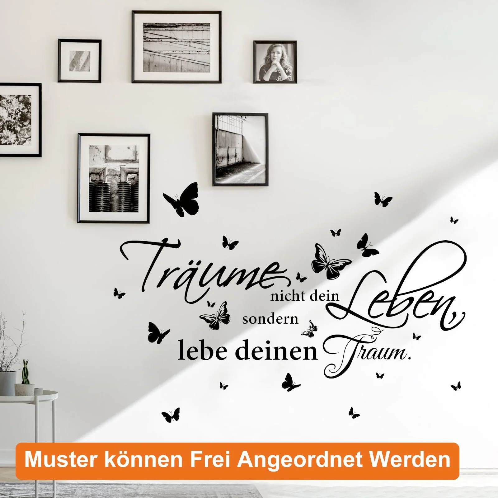 Настінна наклейка Фрази та метелики Чорний, фото №4 Настінна наклейка Фрази та метелики Чорний, фото №4