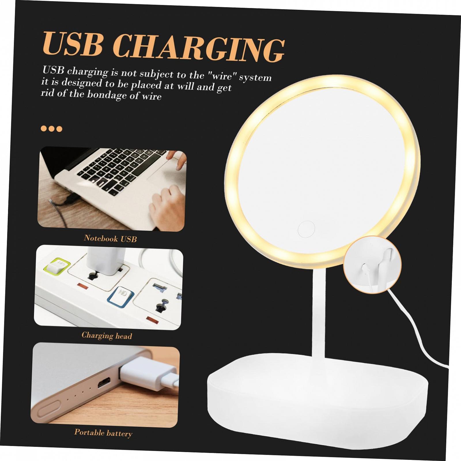 Дзеркало Angoily LED Kosmetikspiegel Tischspiegel PP-Кунстстоф Білий, фото №2 Дзеркало Angoily LED Kosmetikspiegel Tischspiegel PP-Кунстстоф Білий, фото №2