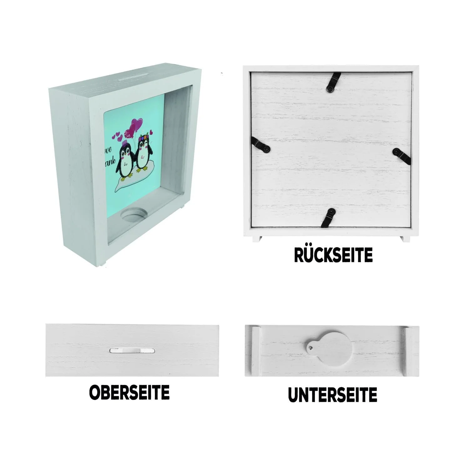 Скарбничка-рамка Penguin Love Bank Дерев'яна, фото №6