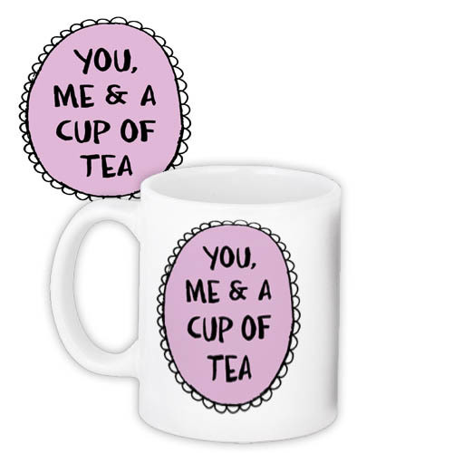 Кружки Presentville с принтом "You Me & a cup of tea" 330 мл розовая  KR_19L003, фото №1