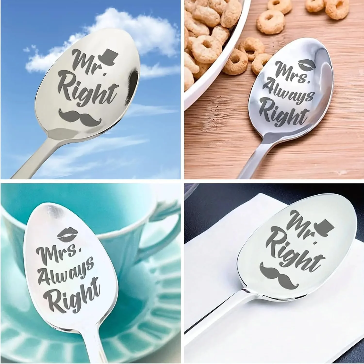 Ложка Кавова Mr. and Mrs. з нержавіючої сталі, Набір 2 шт., фото №7