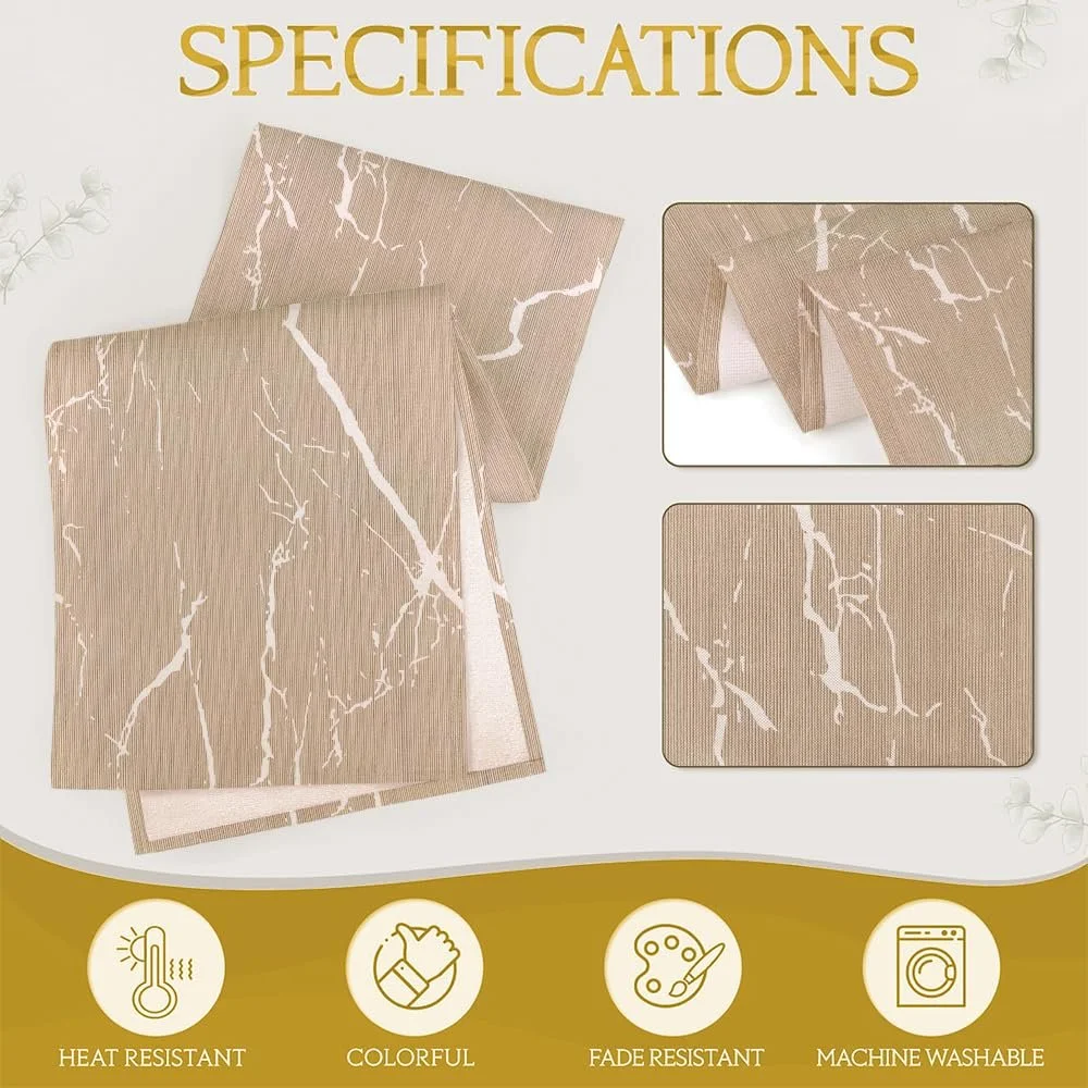 Ранер для столу Modern Marble 40 x 180 см бежевий крем золото, фото №7 Ранер для столу Modern Marble 40 x 180 см бежевий крем золото, фото №7