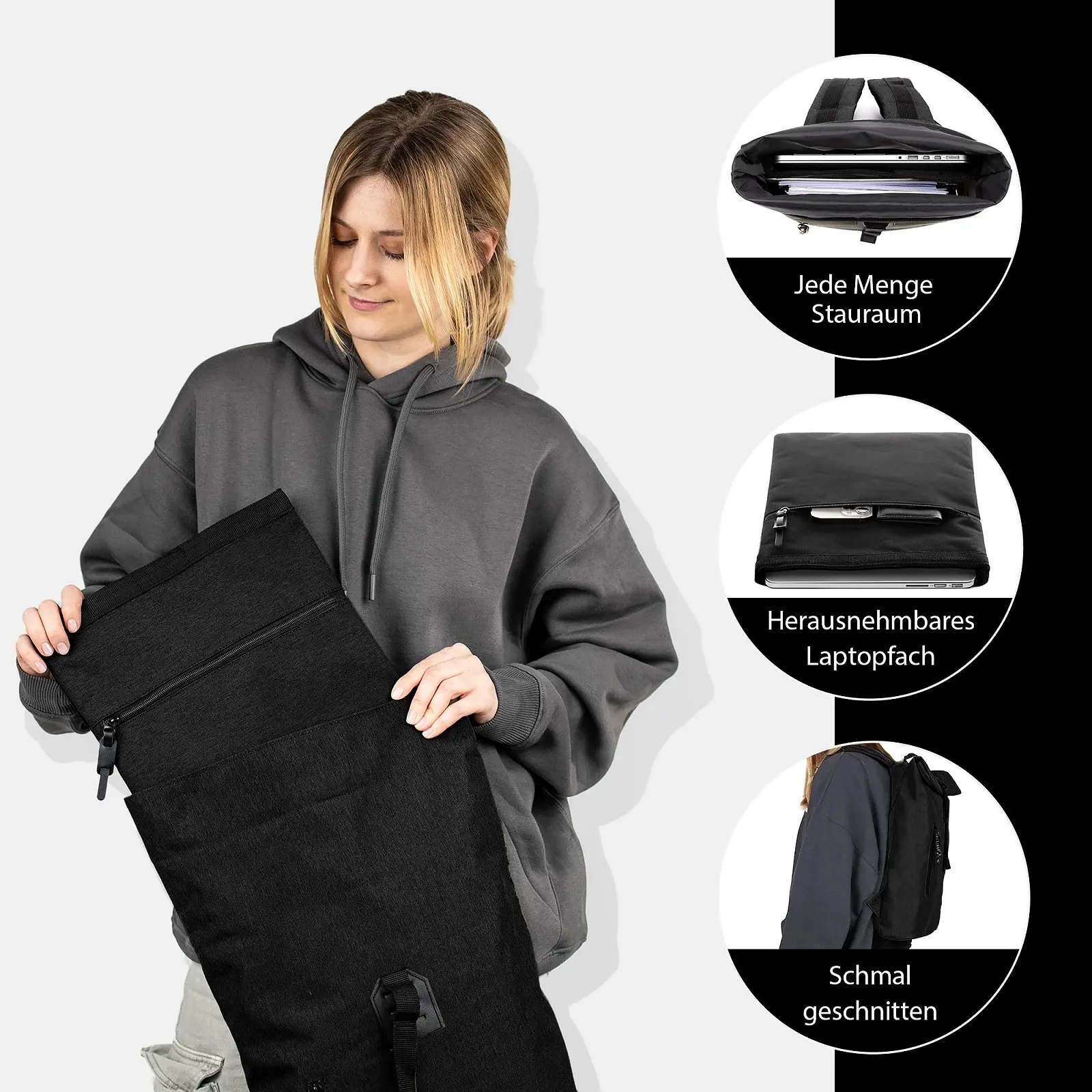 Рюкзак SONS OF ALOHA Alani Roll-Top Slim & Small Daypack 14 дюймів Black, фото №6 Рюкзак SONS OF ALOHA Alani Roll-Top Slim & Small Daypack 14 дюймів Black, фото №6