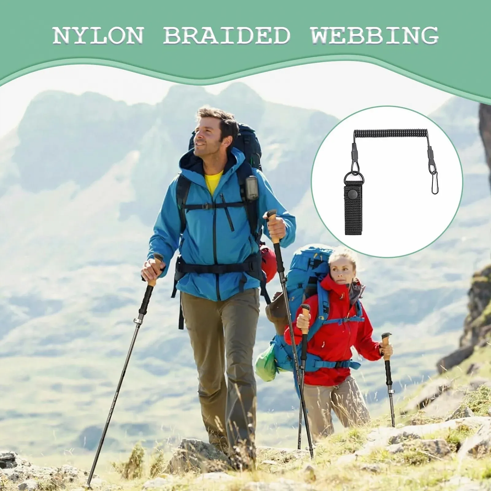 Тактичний брелок-шнурок Еластичний Паракорд Спіральний кабель Регульований до 120 см Чорний, фото №5