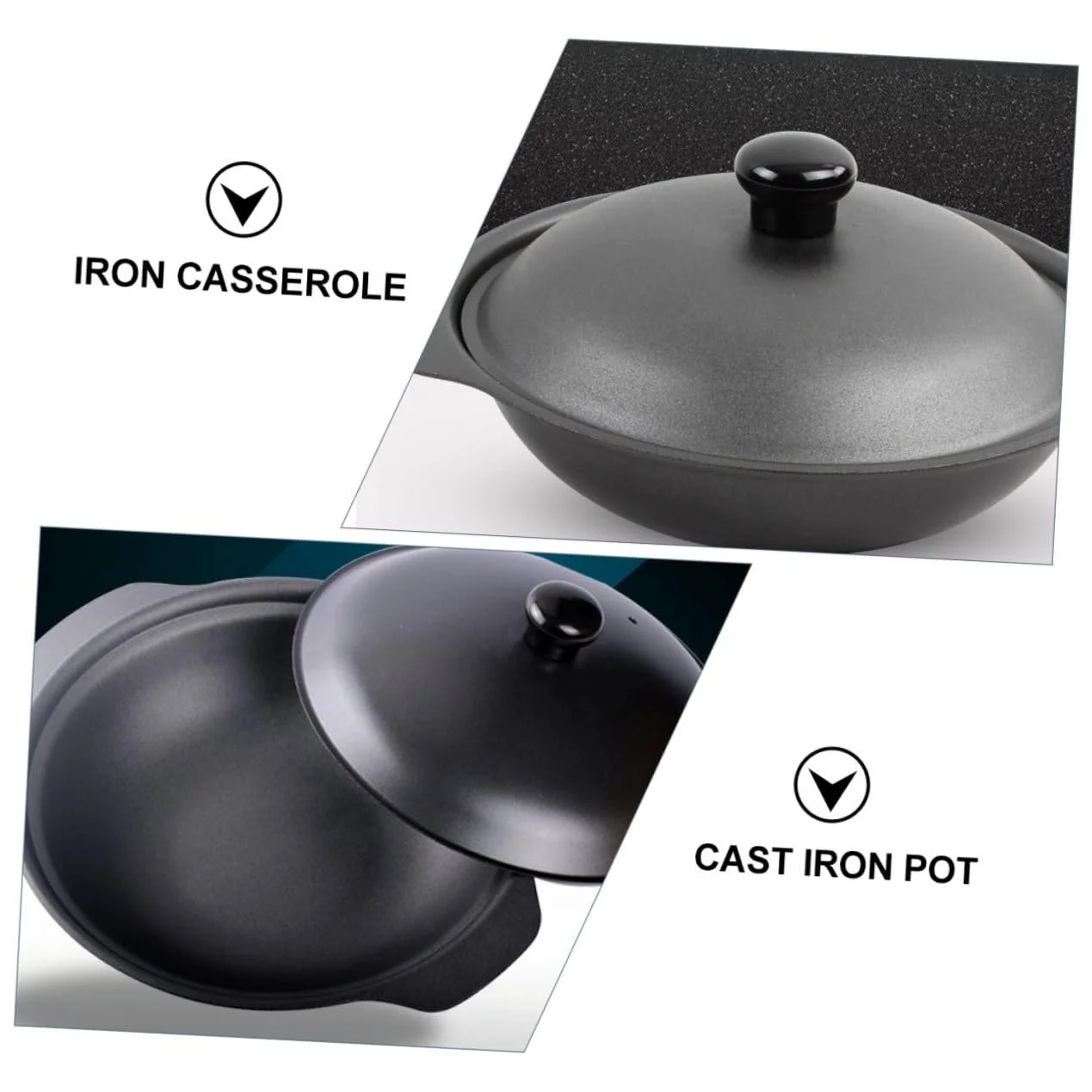 Каструля Чавунна з кришкою та нековзною ручкою, фото №4