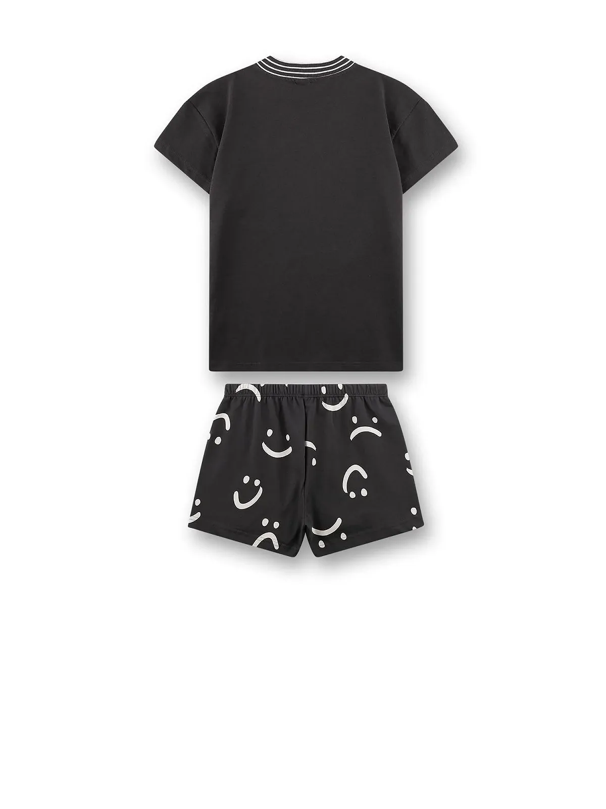 Короткий пижамный комплект Sanetta для девочки, серый, с лицами, фото №2 Короткий пижамный комплект Sanetta для девочки, серый, с лицами, фото №2