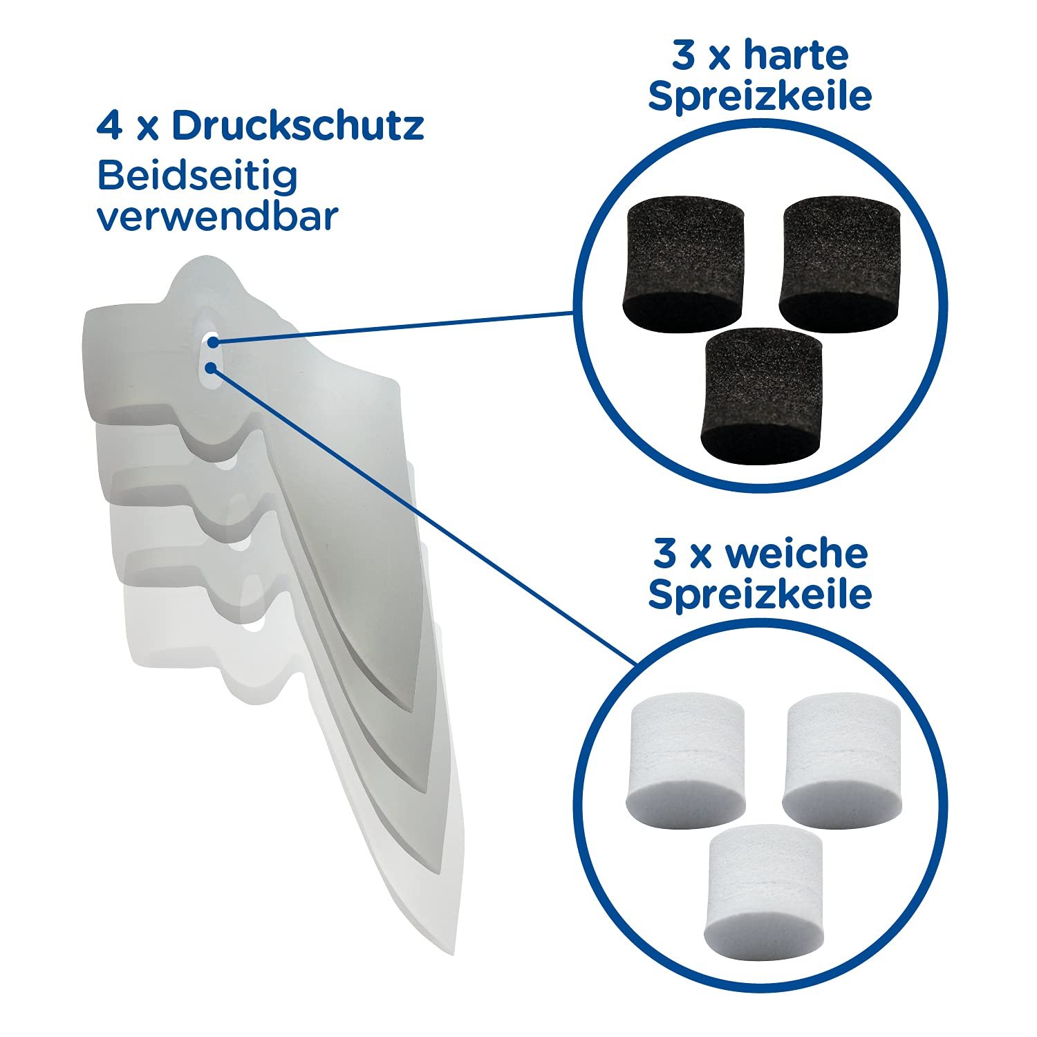 Защита от давления 2-в-1 Hallux Valgus Plus Burgit, 4 гелевые подушечки + 6 клиньев, фото №6