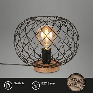 Настольная лампа BRILONER Leuchten 7037-015 1 x E27 с выключателем Проволочный абажур 300 x 230 мм Черная synthetic.ua - Фото 1