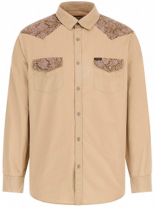 Мужская бежевая рубашка GUESS JEANS / Песочная / Размер L - Фото 1