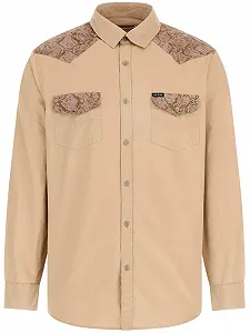 Мужская бежевая рубашка GUESS JEANS / Песочная / Размер L - Фото 1