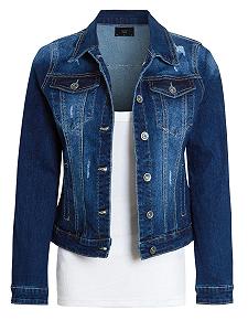 Джинсовая Куртка SS7 Женская Премиум Stonewashed Indigo с Небольшими Разрывами - Фото 1