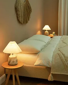 Настільна лампа Zeyi керамічна основа-ваза тканинний плафон конусоподібна сіра synthetic.ua - Фото 1