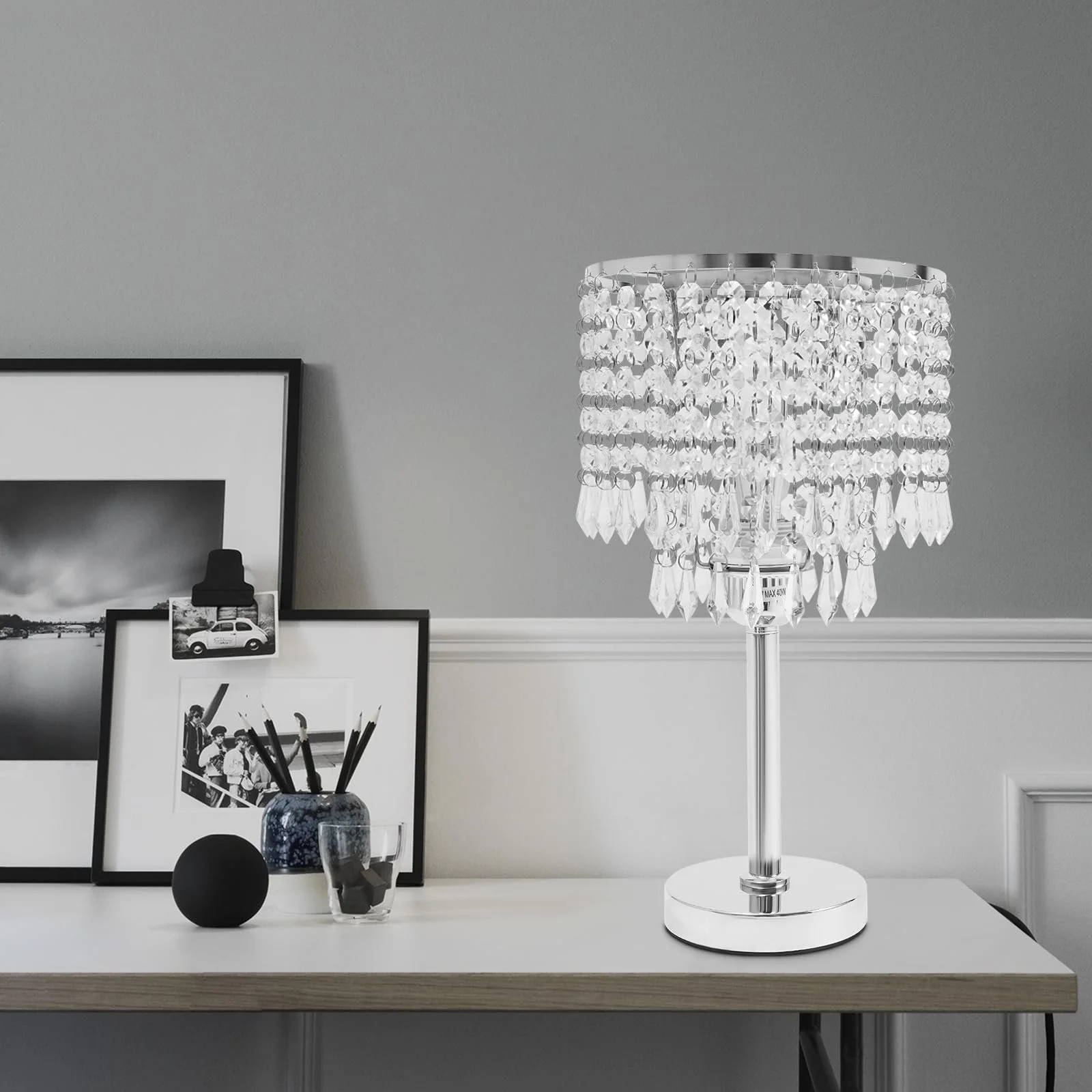 Настільна лампа кришталева скляна сучасна E27, фото №2