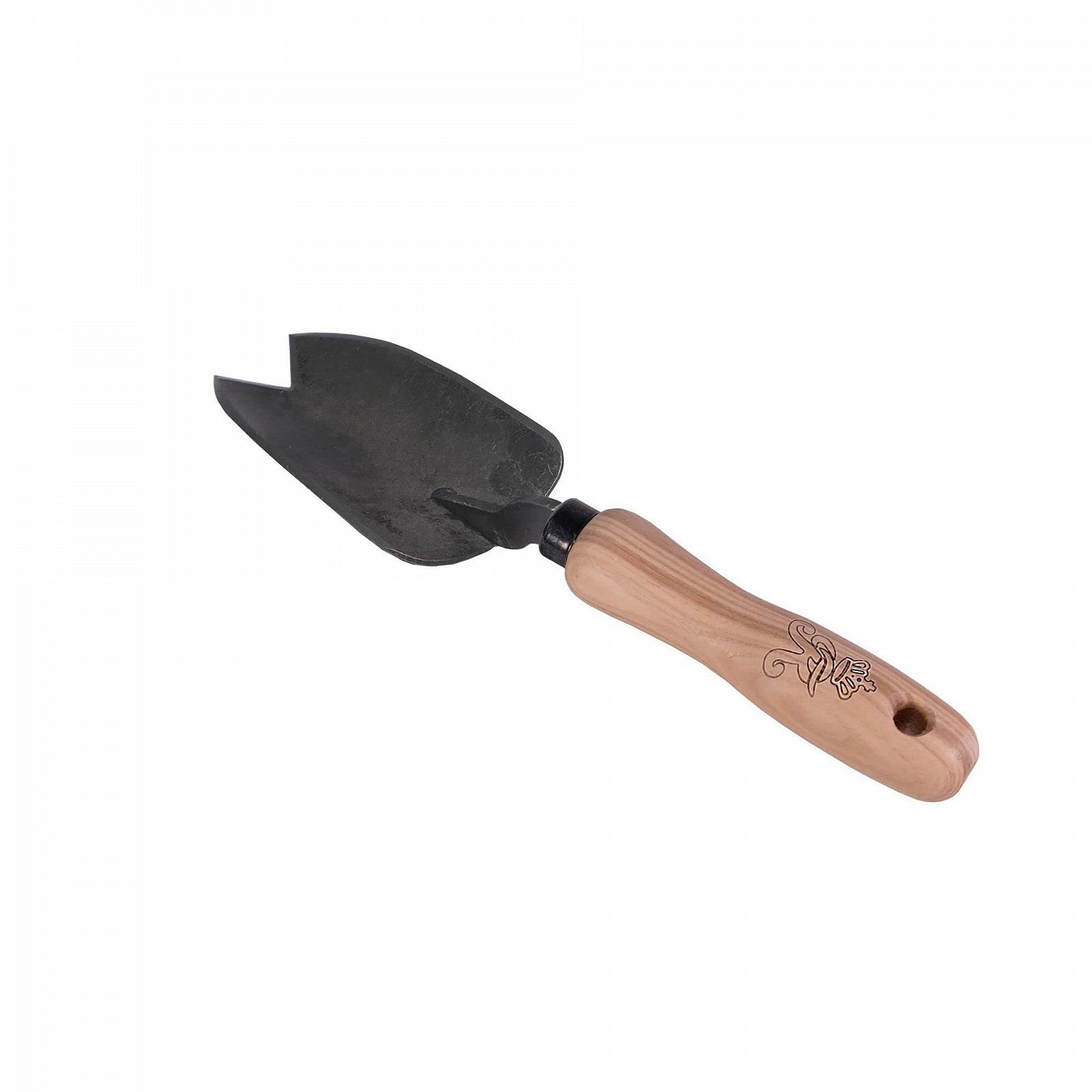 Лопатка SHW-FIRE для цветов для эффективной посадки с обрезкой корней, крепкая сталь, узкая с эргономичной деревянной ручкой, фото №5