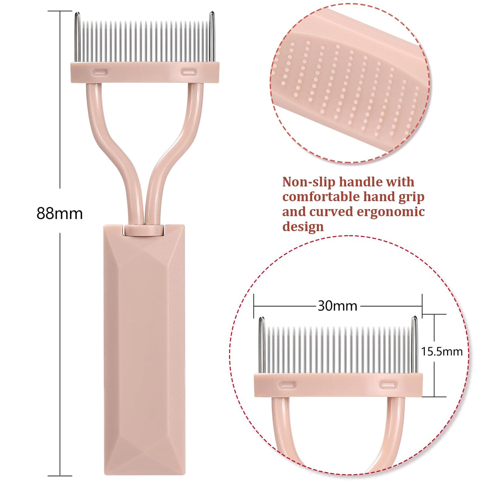 Гребінець Auiremrti Eyelash Comb Separator Bow Eyelash Definer Comb Makeup Mascara Comb Applicator з чохлом рожевий, фото №2