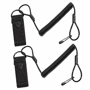 Тактичний ремінець Vakiorn, 2 шт., чорний, максимально розтягується до 125 см, зі спіральним кільцем для ключів - Фото 1